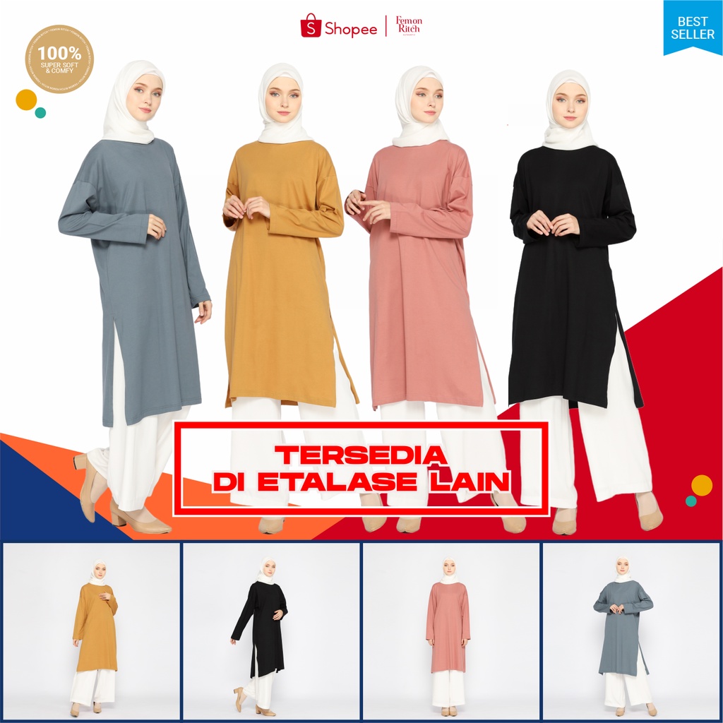 Atasan Dress Oversize Wanita Muslim 7/8 LD130 super comfy