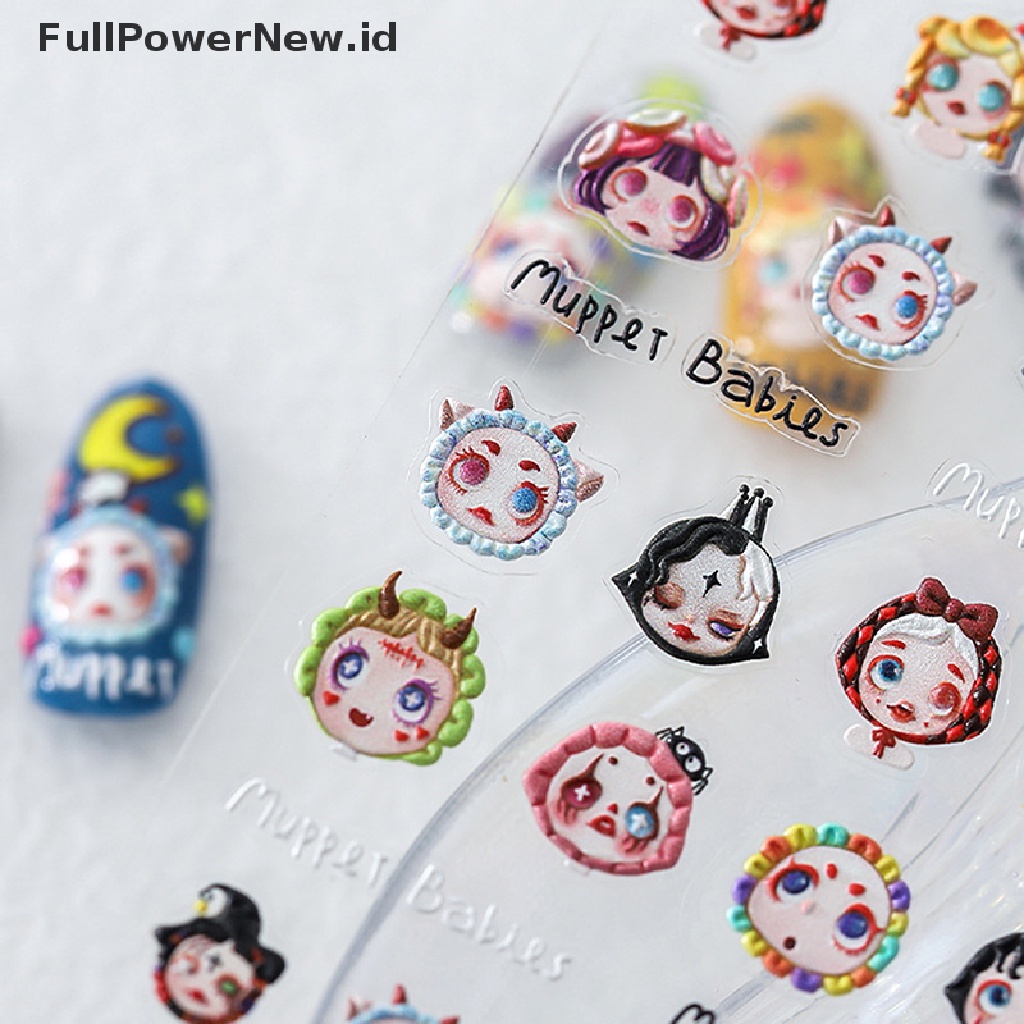 (Full) 1 Lembar / Set Stiker Kuku Motif Boneka Puppet / Tangan Aksen Emboss Untuk Nail Art / Manicure