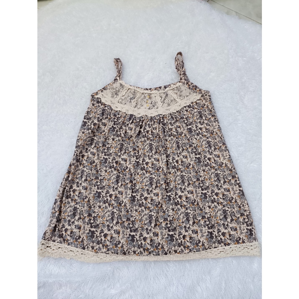 preloved tanktop tali atasan bunga bali