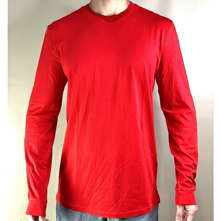 H&M Tshirt Kaos Lengan Panjang Polos Red Cotton Regular Original