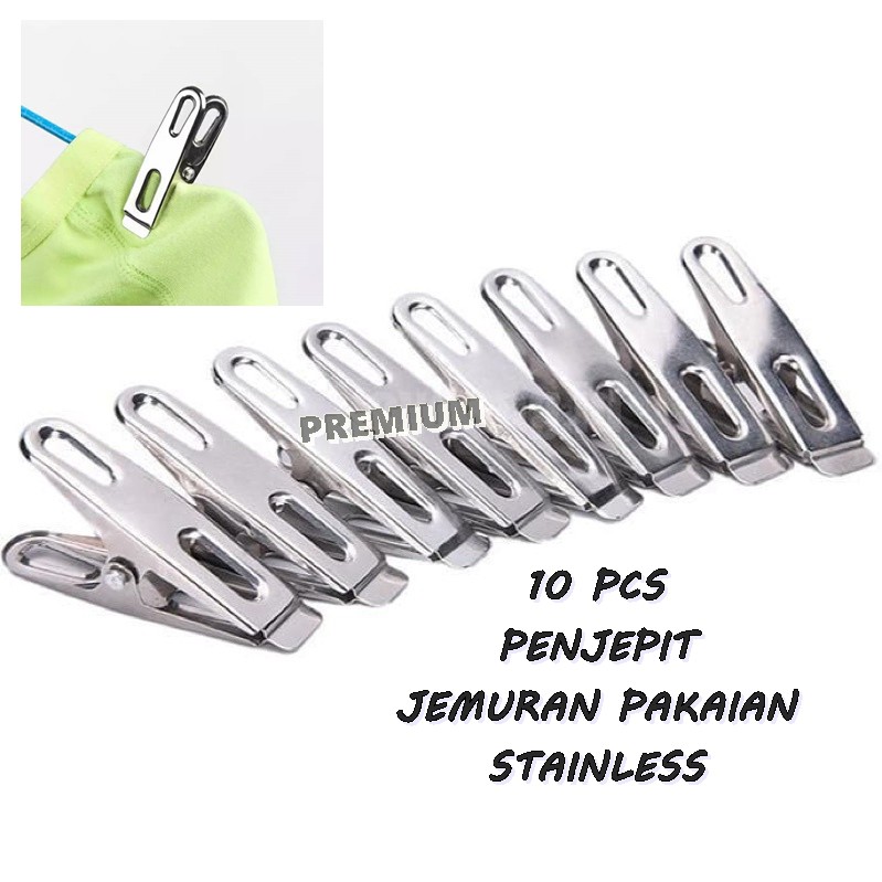 [ Dapat 10 pcs ] Jepitan Baju Stainless Import Penjepit Jemuran Baju Pakaian laundry Plastik