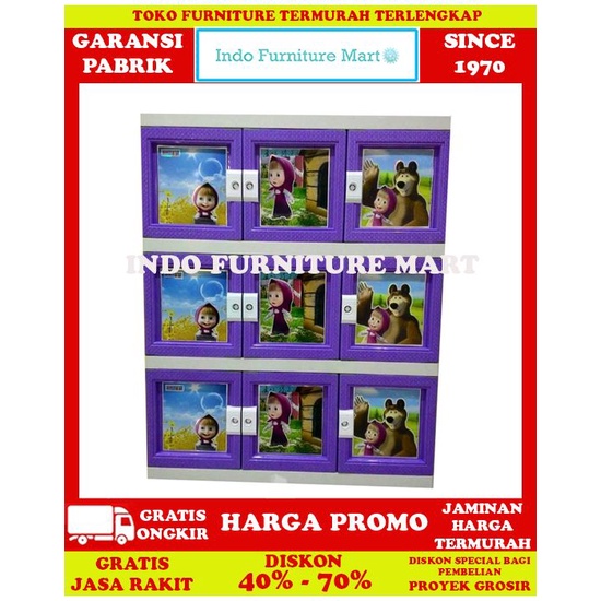 Lemari Pakaian Anak Plastik  Akako Jumbo 3 Pintu Susun 4 Marsha