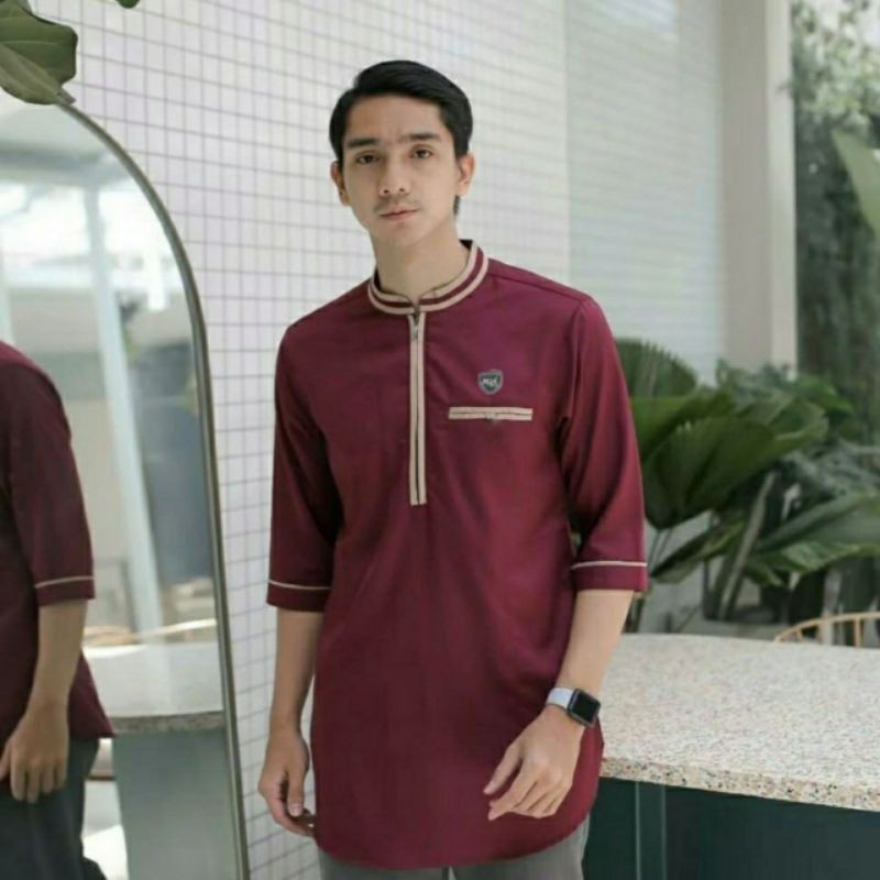 Kurta resleting lengan 3/4 bahan mat cotton