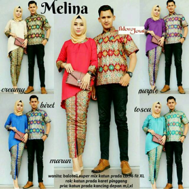 Melina Couple Sarimbit Batik Kombinasi Rok & Blus Setelan