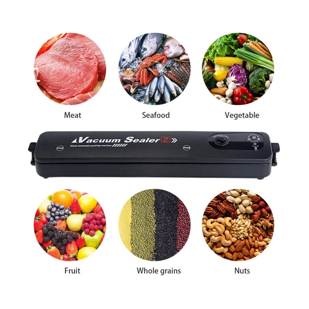 Vacuum Sealer Mesin Press Plastik Pengemas Makanan Fresh Food Rumah Tangga Segel Film Vakum Sealer Serbaguna Bonus 10 Buah Plastik