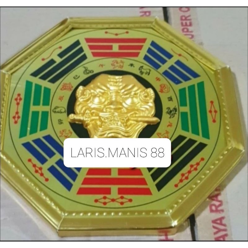 kaca ba gua pat kwa macan gigit pedang fengshui 8in