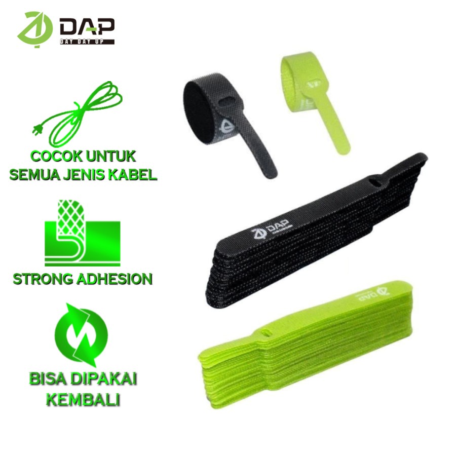 Reusable Velcro Strap Cable Ties 12CM - Pengikat Klip Kabel 100% Original DAP