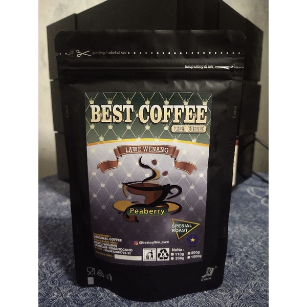 

Best Coffee 110 gram Kopi Bubuk Hitam Peaberry / Kopi Lanang Spesial Roast Original Coffe Temanggung