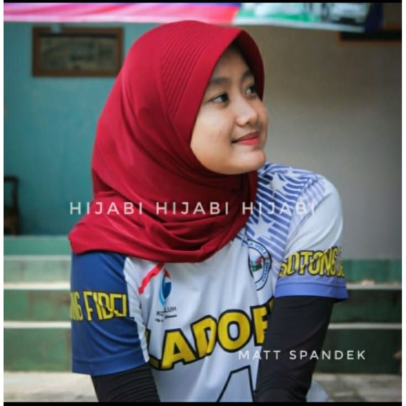 Bergo Jersey premium / hijab sporty pendek / hijab sporty salur (*FREE POUCH*) 4.7-3