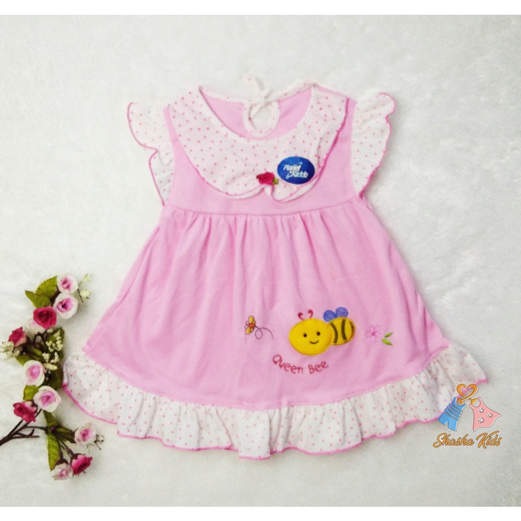 [L-018] Baju Bayi Perempuan/ Dress Bayi Perempuan Planet Kids cantik motif lucu 3-9 bln