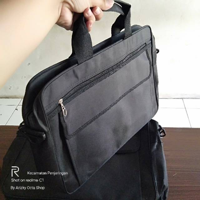 Obral Tas selempang Laptop Hitam Polos READY STOK