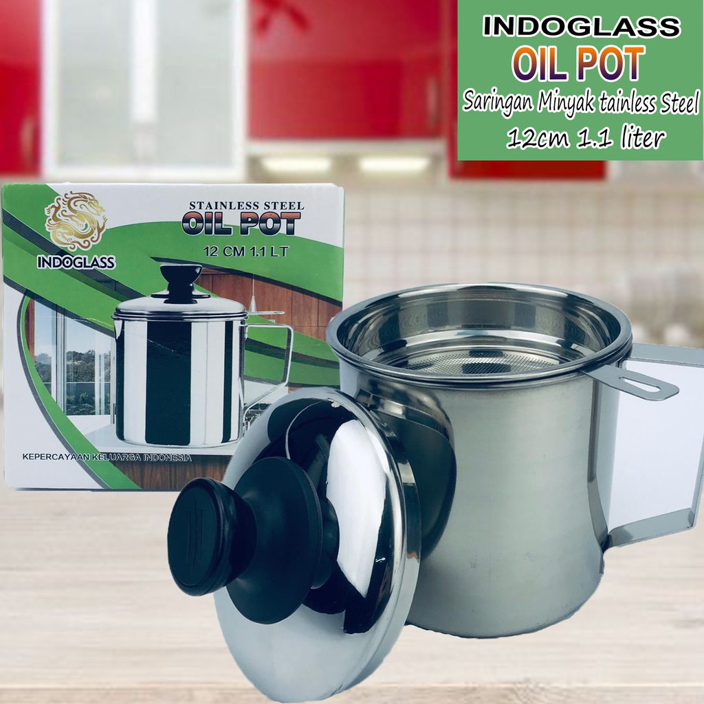 Indoglass / Stainless Steel / Oil Pot / 12cm 1.1 Liter