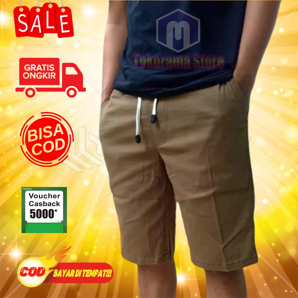 Chino Pendek Pria Celana Bahan Melar Stretch Laki Cowok Dewasa Jumbo Surfing Distro Murah