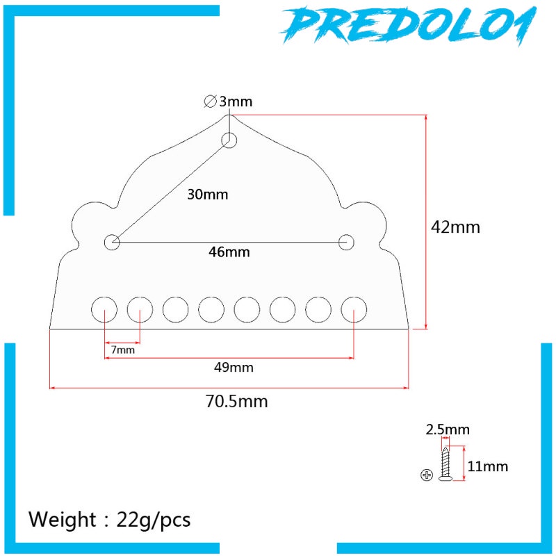 [PREDOLO1] Black Mandolin Tailpiece with Screws 71x42mm Triangle for 8 String Mandolin