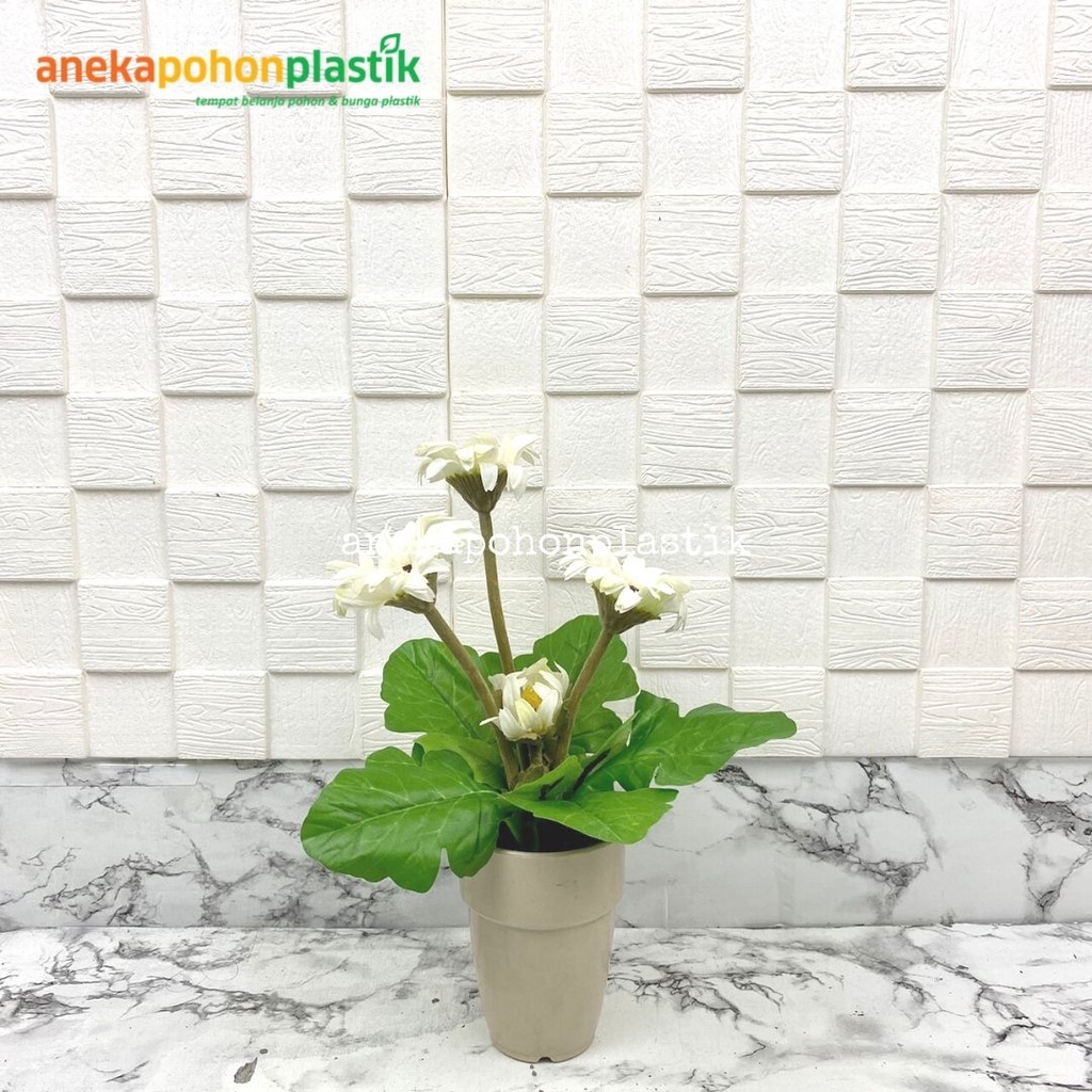 Bunga Plastik Bunga Hiasan Pajangan Meja Daisy Putih Hiasan Dekorasi Meja Vas Bunga Plastik