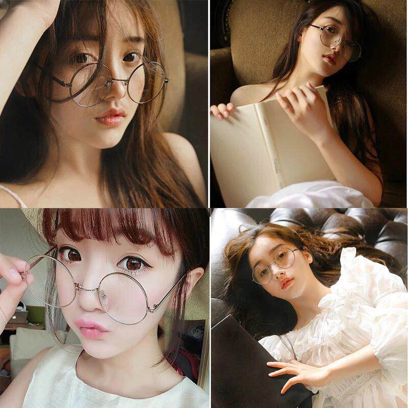 TOMSTORE.ID R092 Kaca Mata Bulat Oval Design Fashion Korea Pria/Wanita Kacamata Optik Frame Sunglasses-2