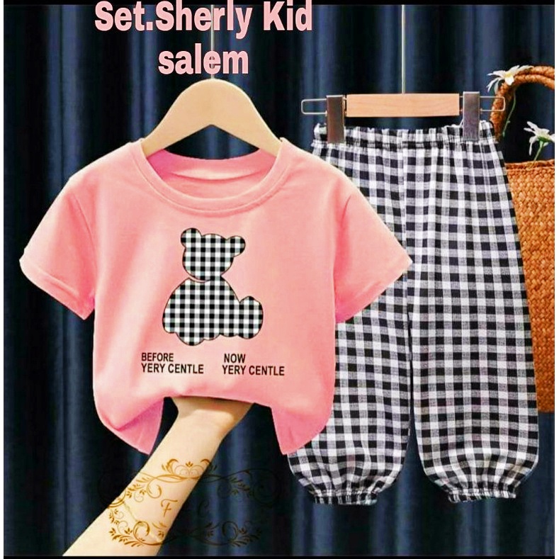 Stelan Anak Perempuan 3-8 Tahun Lengan Pendek Matt Babyterry Set Sherly Kids