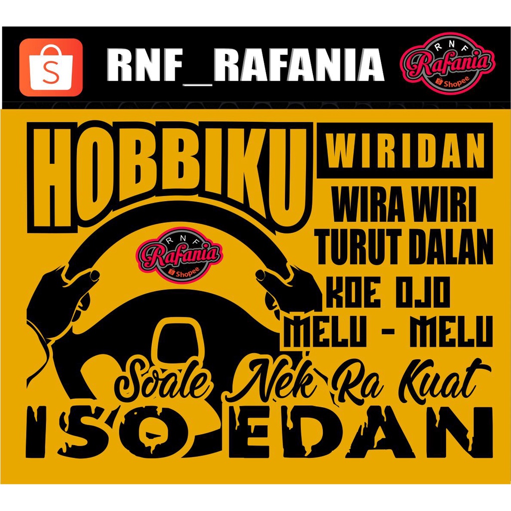 STICKER KACA PINTU/BODY MOBIL HOBBIKU WIRIDAN WIRA WIRI TURUT JALAN TRUCK/PICK UP/L300