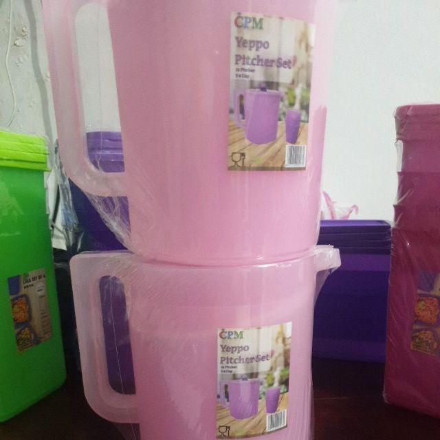 Cpm Teko Yeppo Set Of 5 Glass Pink / Teko Plastik / Teko Set / Teko Beranak