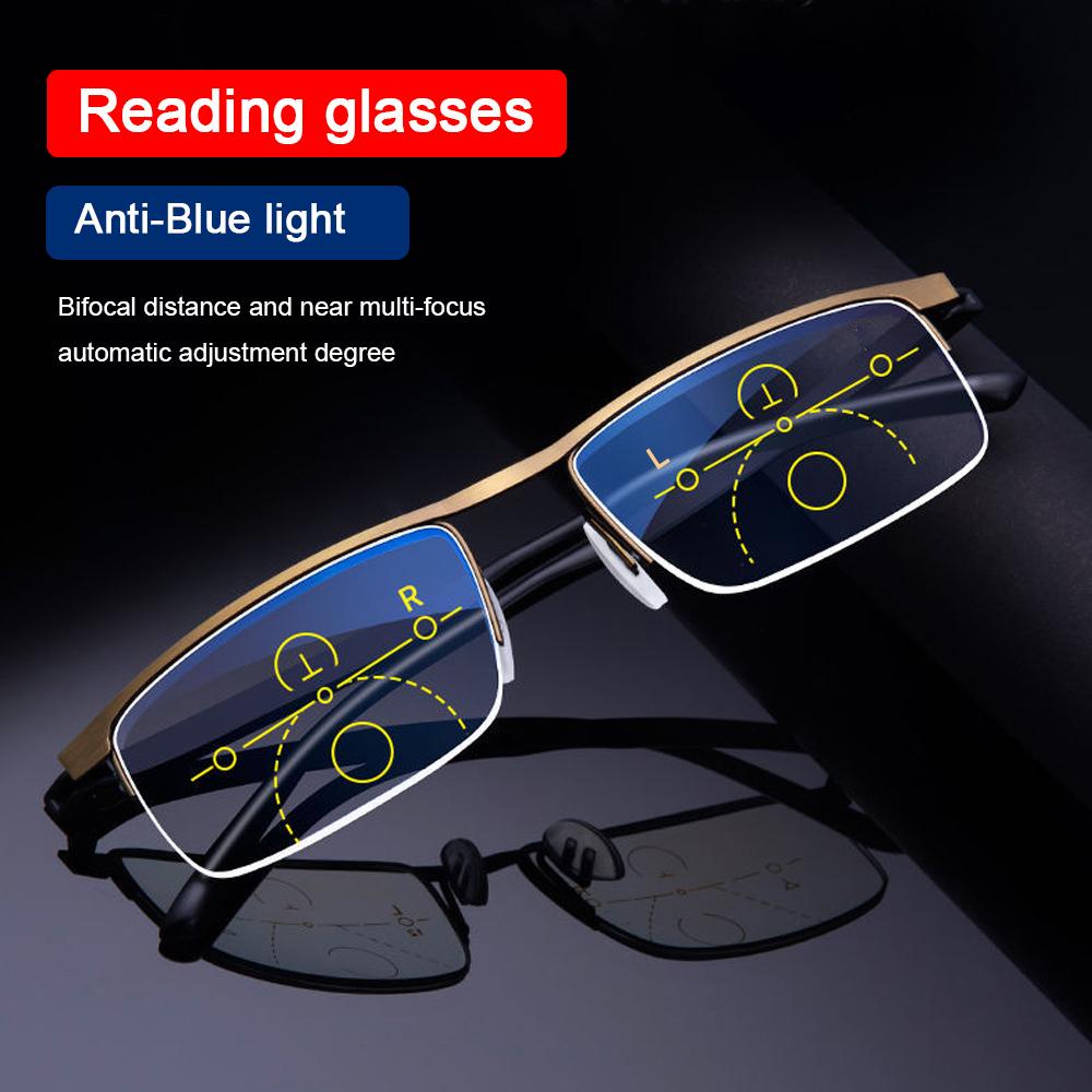 Populer Kacamata Baca Anti Cahaya Biru Perlindungan Radiasi Anti UV Retro Klasik Multifocal Bifocal Eyewear