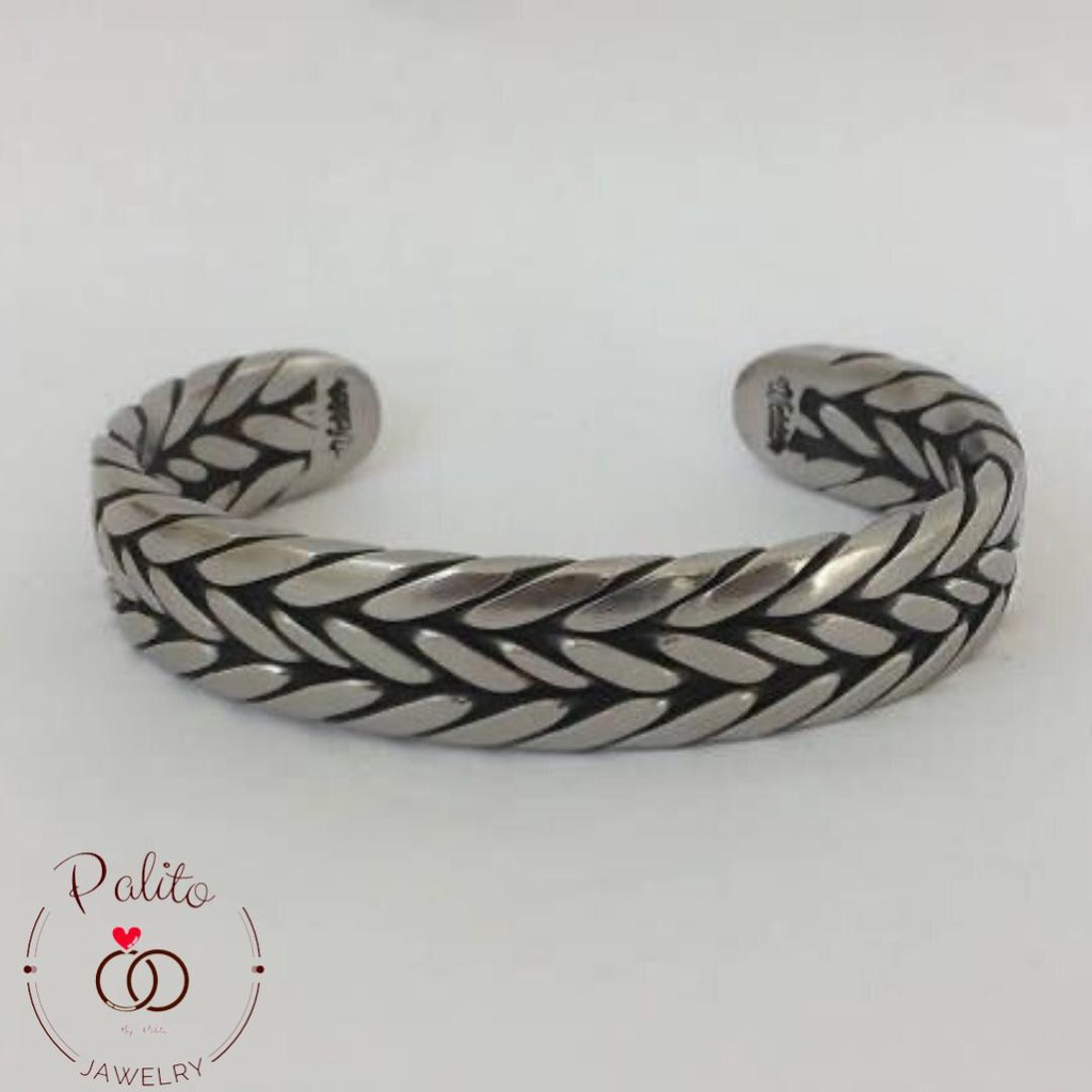 GELANG TITANIUM BAJA PUTIH MONEL SISIK NAGA PRIA WANITA ANTI KARAT ANTI LUNTUR TERBARU TERMURAH