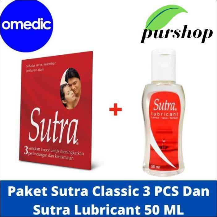 Paket Kondom Sutra Classic 3 Pcs Dan Sutra Lubricant 50 Ml Pelumas