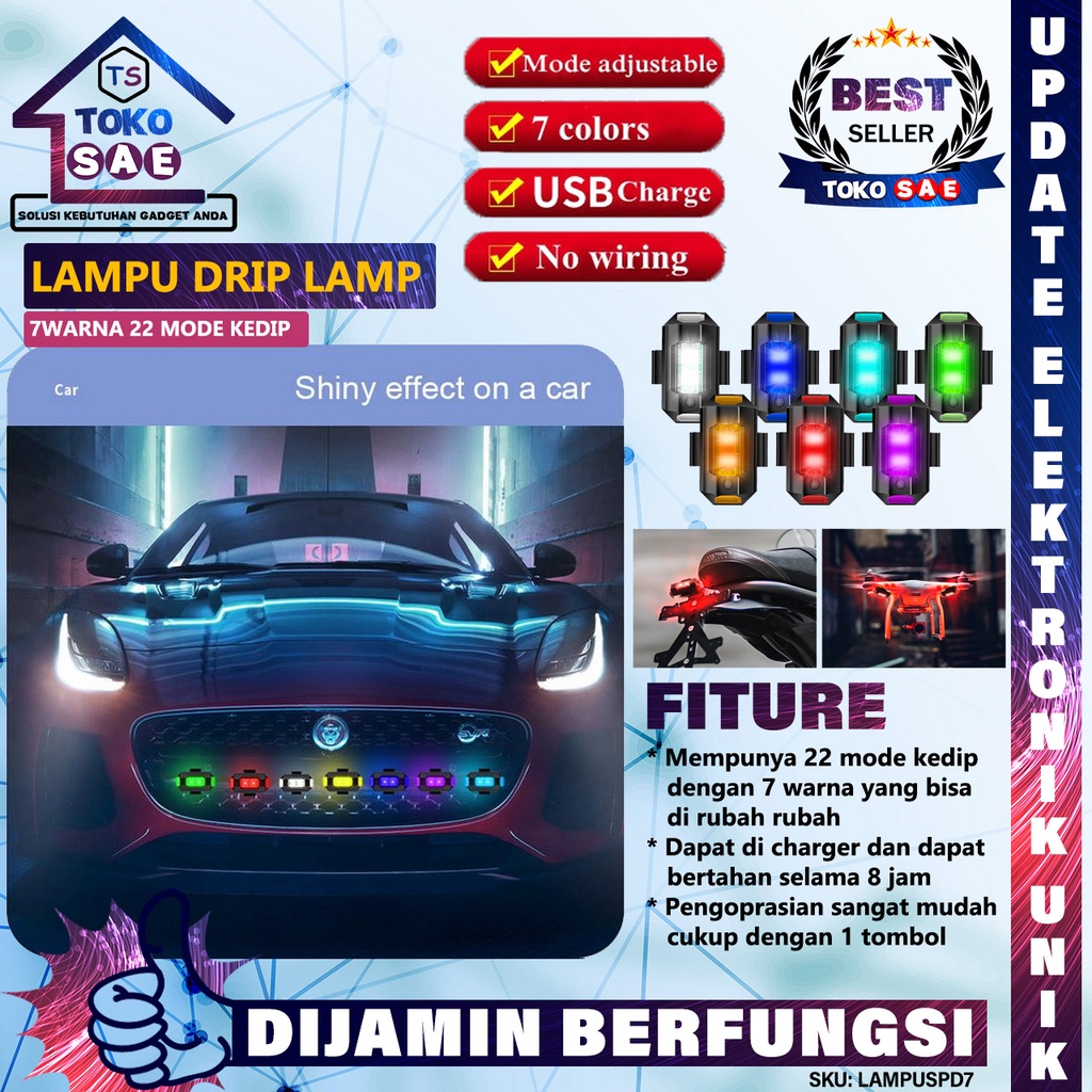 Lampu Strobo LED Multi Mode 7 Warna Warni Universal Sein Depan Belakang Sepeda Motor Drone Lampu Ind