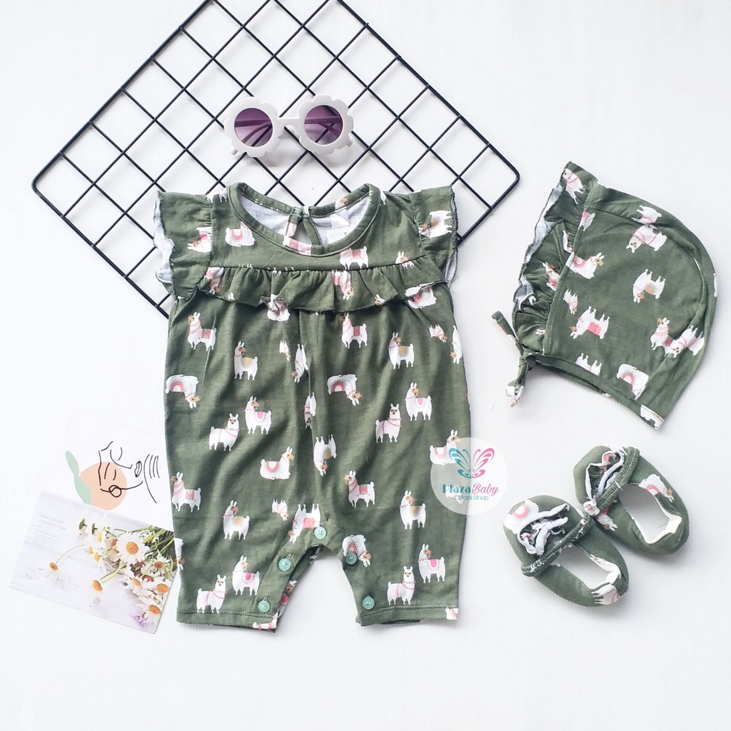 Plazababyku MX ROMPER PIPER setelan bayi motif bunga yang lucu free bonnet+sepatu