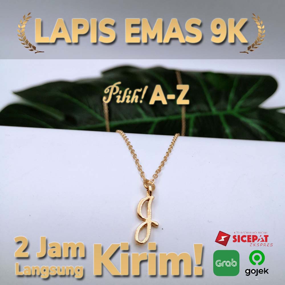 Kalung Huruf Inisial A-Z Lapis Emas 18K Kalung Fashion K IMN111-J--M74