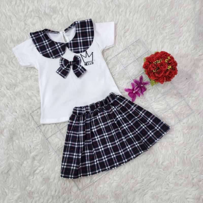 Baju anak.perempuan stelan rok Hello