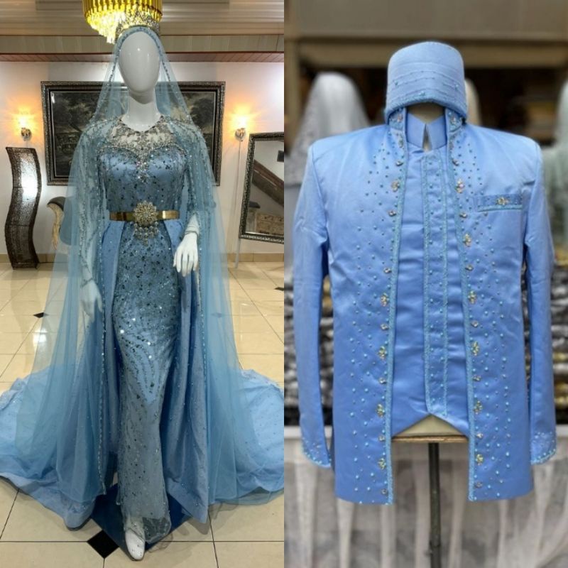 CAUPLE TERLARIS GAUN DRESS JUBAH BEREKOR |BAJU PENGANTIN TERBARU|KEBAYA DRESS COUPLE|GAUN DRESS MUSLIMAH