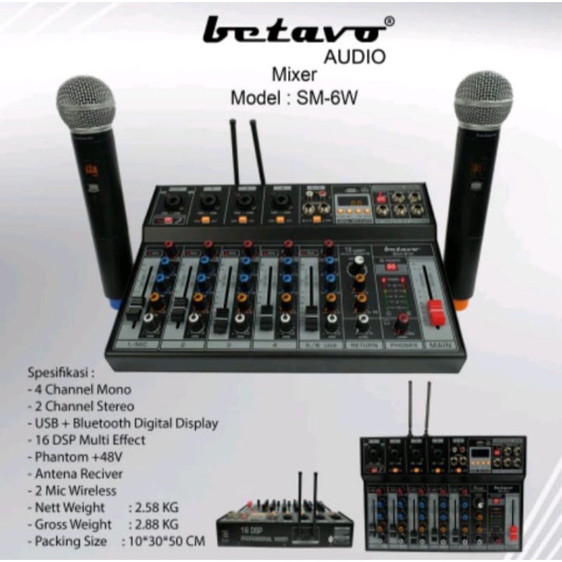 Mixer Audio Betavo SM 6 W Profesional Mixer Microphone Audio
