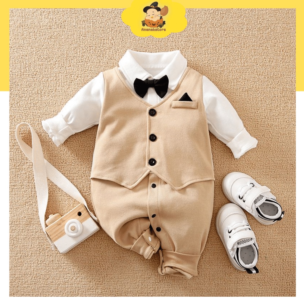 Ananakstore - Jumper bayi usia 0-18 bulan TUXEDO CREAM 832 / Jumper lengan panjang / Jumper bayi