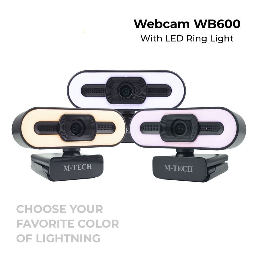 C_    WebCam Camera M-Tech WB600 Ring Light + Mic for Live Streaming