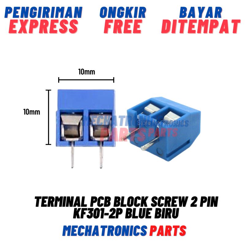 Terminal Pcb Block Screw 2 Pin Kf301 2p Blue Biru