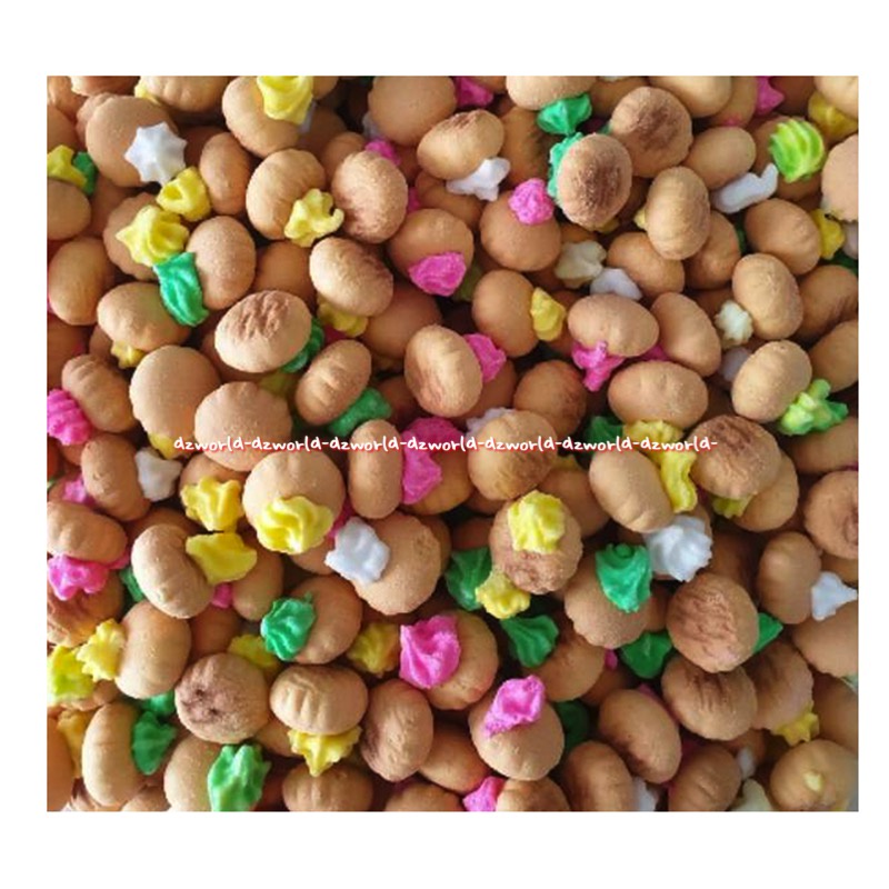 Happy Snack 200gr Geam Rose Kukis Monas Cemilan Snack Biskuit Bulat Dengan Gula Kembang Warna Mawar