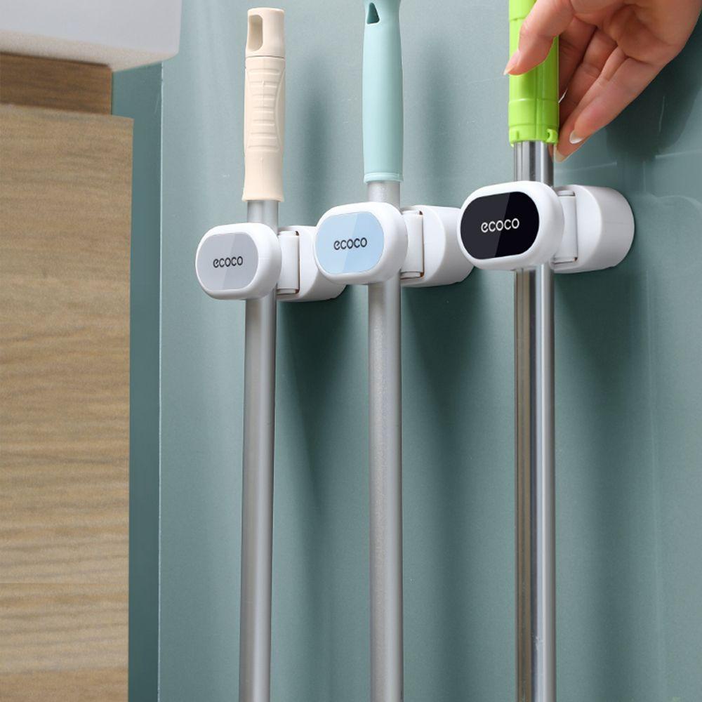 Solighter Mop Holder Organizer Kamar Mandi Rumah Tangga Rak Penyimpanan Perekat Yang Dipasang Di Dinding