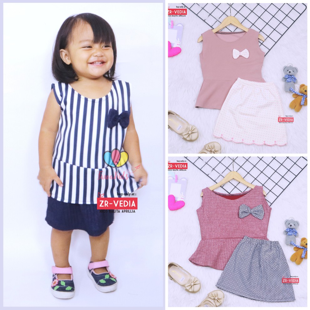 Setelan Anak Jelita uk 2-3 Tahun / Setelan Balita Bawahan Rok Perempuan Baju Pesta Model Peplum