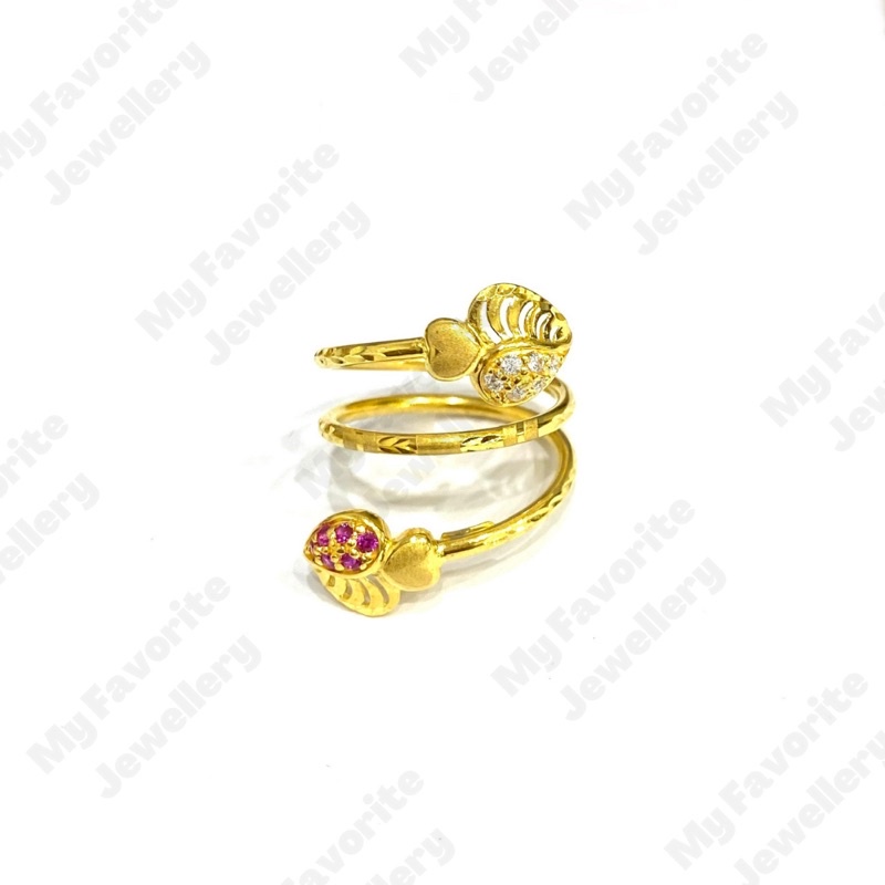 Cincin Spiral Lilit Hati Variasi AD Cincin Emas Asli Kadar 700