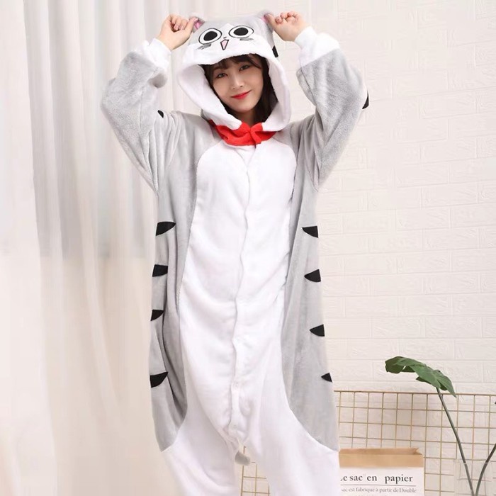 TERLARIS BAJU ONESIE BONEKA KUCING NYANKO SENSEI CAT DEWASA PIYAMA KOSTUM - XL