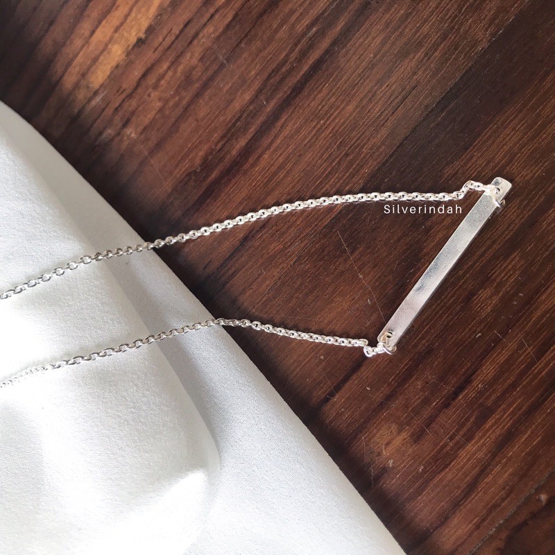 kalung long plat bar / perak murni / silverindah