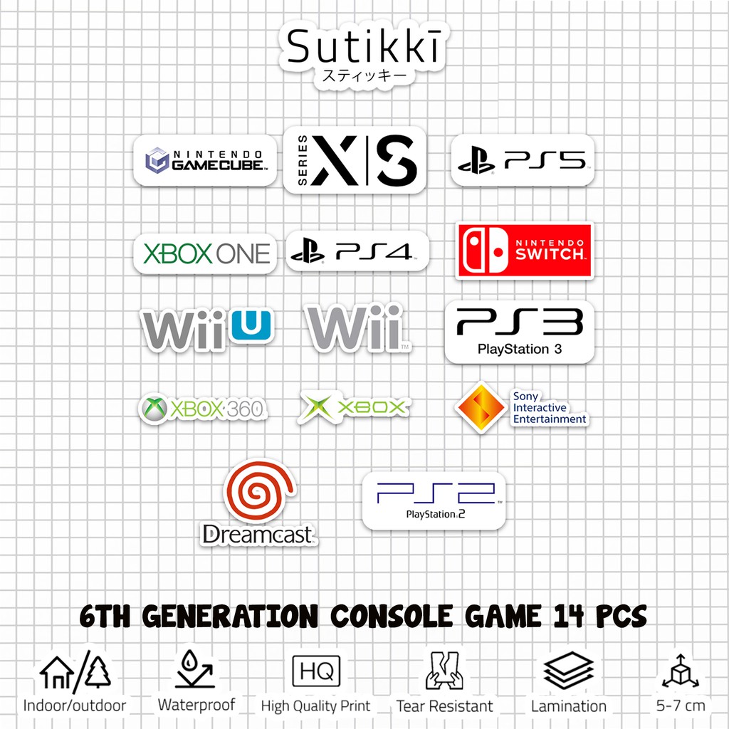 Sutikki | Sticker Pack Logo 6th Generation Video Game Console Vintage Stiker Laptop Vinyl Full