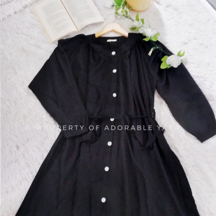 Yara - Tunik Rayon Viscose Hitam Panjang Premium
