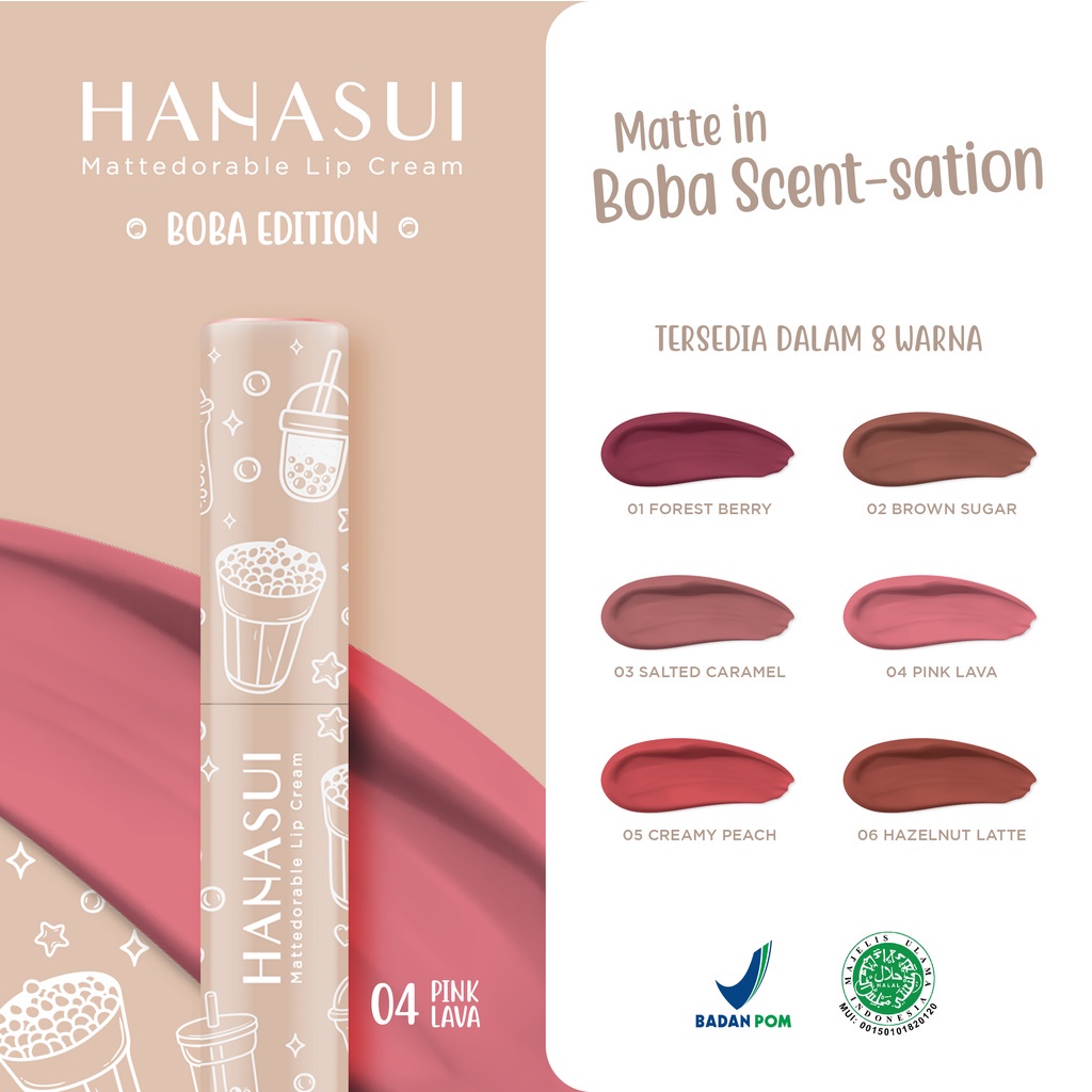 Hanasui Mattedorable Lip Cream BOba | Matte Dorable LipCream bibir &amp; blush on|lip and cheek