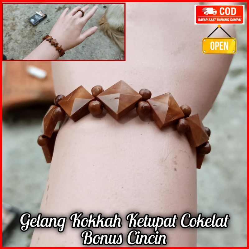 Gelang Kokkah Ketupat Piramid Bonus Cincin 100% Ori