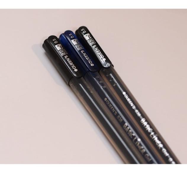 

➥ Faster Ballpoint / pulpen gel queen's 838 0.5mm -12pcs -black and blue - Biru ♤