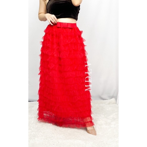 MDLV ~ 9711# Milanna Layered Tulle Long Skirt Rok Tutu Import