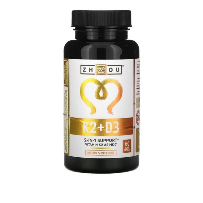 Zhou Nutrition K2 MK7 + Vit D3 5000@ IU 60 Caps ORI USA