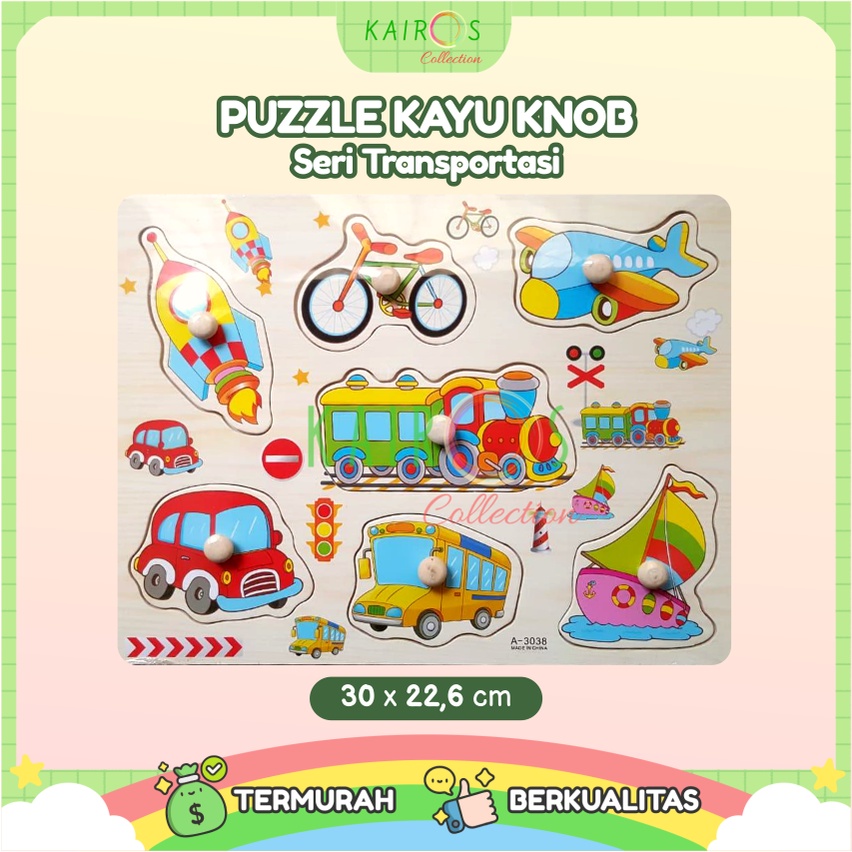 Puzzle Anak Kayu Knob Belajar Transportasi