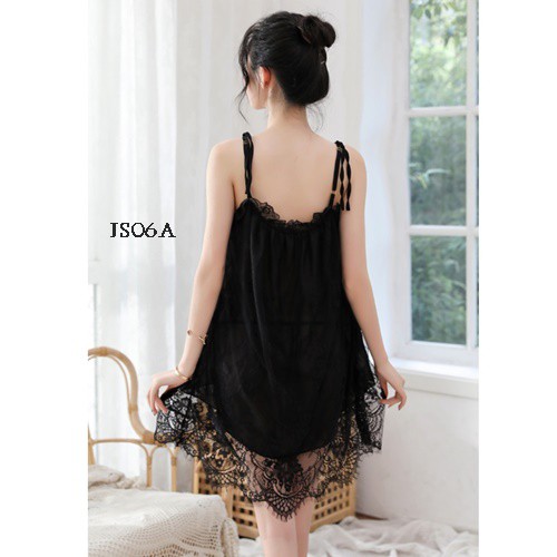 [PRODUK TERLARIS] LINGERIE JUMBO BAJU TIDUR SEXY NIGHTGOWN FIT TO XXL HITAM JS06A